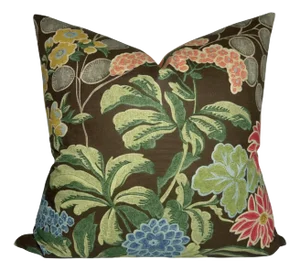 Meadow Floral Pillow Cover in Brown, 22x22 Pillow