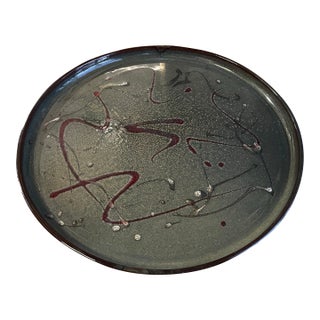 1970s Abstract Pottery Splatter Paint Style Tray For Sale