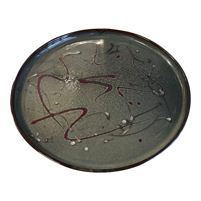 1970s Abstract Pottery Splatter Paint Style Tray For Sale
