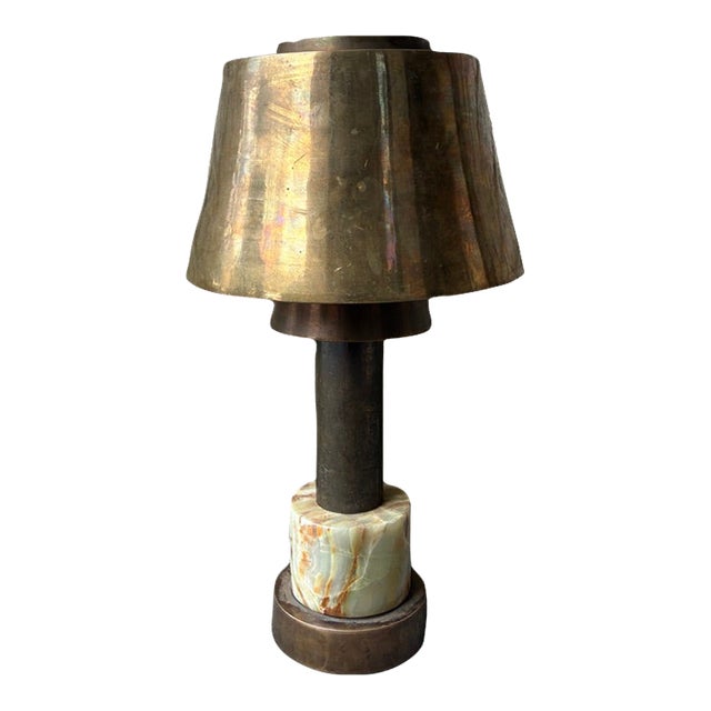 Vintage Brass and Marble Table Lamp For Sale