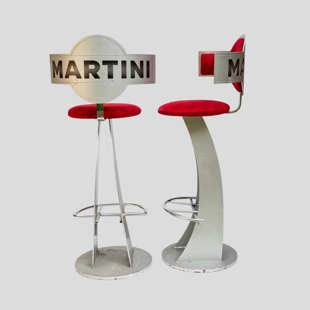 Set of Vintage Steel Metal Martini Bar Stools, 1980s For Sale - Image 4 of 9