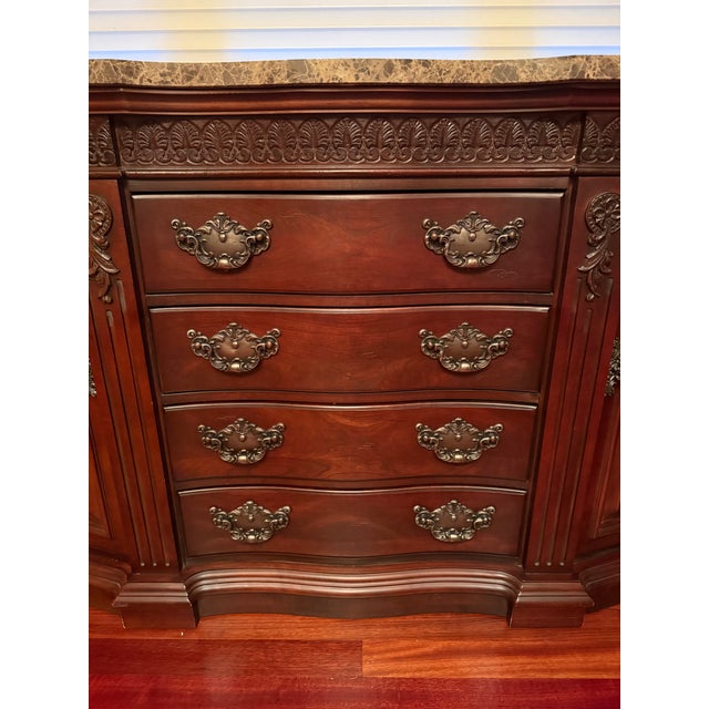 Late 20th Century Bernhardt Embassy Row Buffet Sideboard Credenza With Marble Top For Sale In Boston - Image 6 of 8