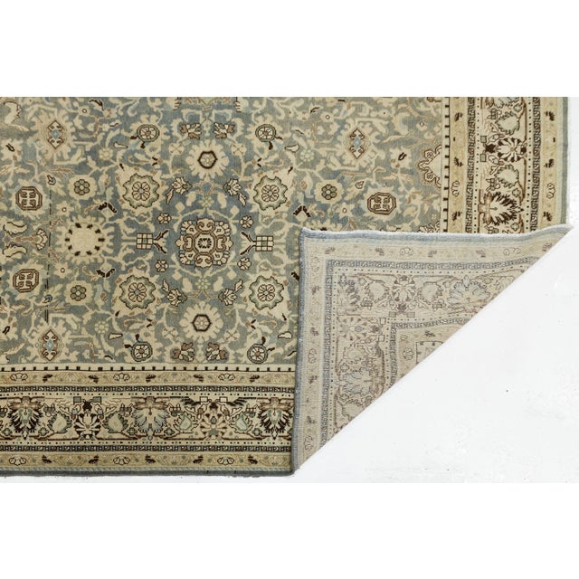 Traditional 11x13 Antique Handmade Malayer Style Wool Rug in Soft Neutral & Blue Palette For Sale - Image 3 of 8