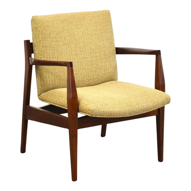 Jens Risom Walnut Lounge Chair For Sale