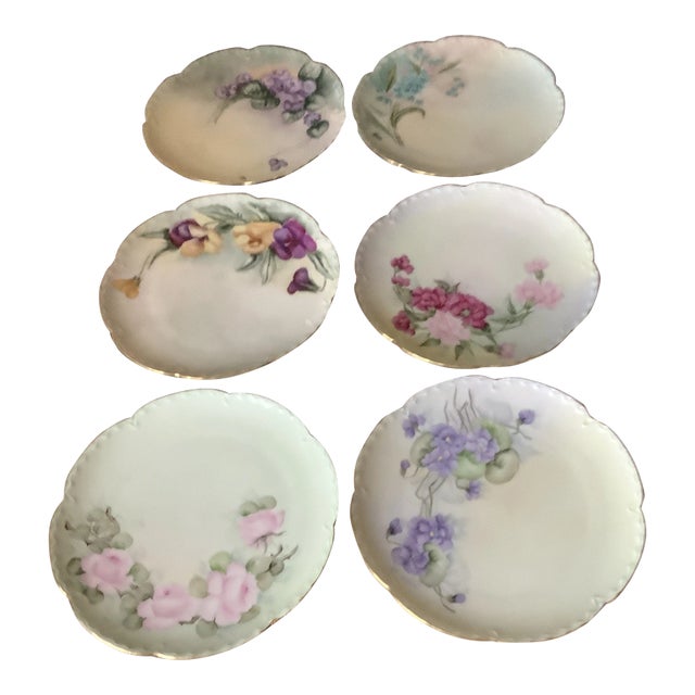 Antique Haviland Limoges Botanical Dessert Plates Set of 6