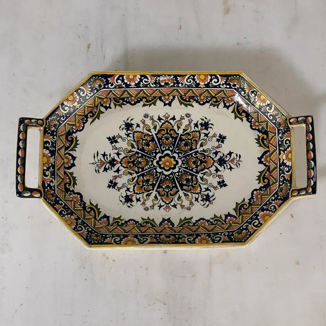 19th Century French Faience 8 Piece Hand-Painted Tea Service For Sale - Image 9 of 13