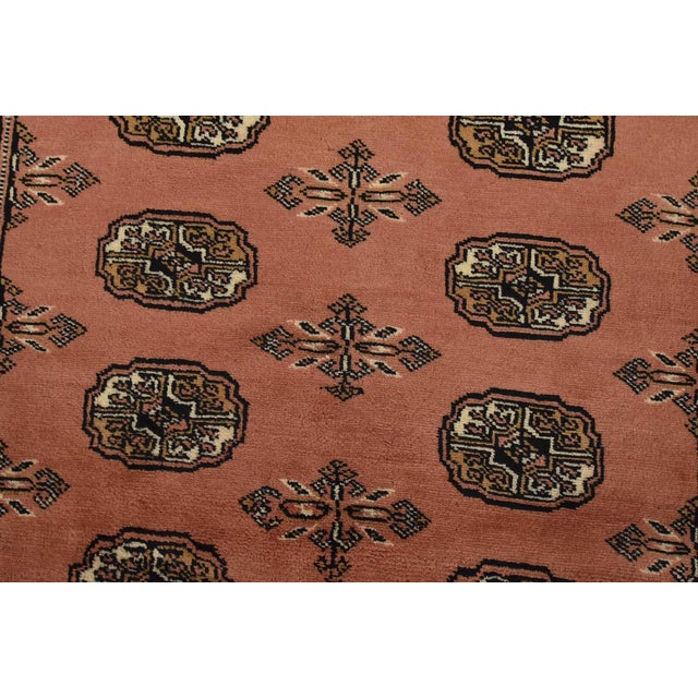 Textile Bokhara Rug 3’11” X 6’6” Pink Wool Tribal Hand-Knotted Oriental Carpet For Sale - Image 7 of 11