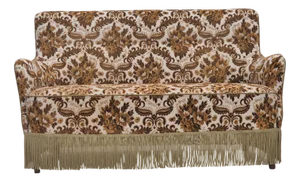 Danish 2-Seater Sofa in Brown/Beige Furniture Fabric & Ash Wood Legs, 1960s