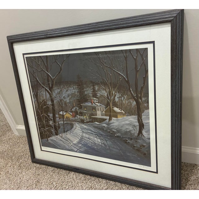 Gray 1988 Framed Signed Limited Edition Lithograph "Moonlight on Point Pleasant" by George Booz (266/500) For Sale - Image 8 of 12