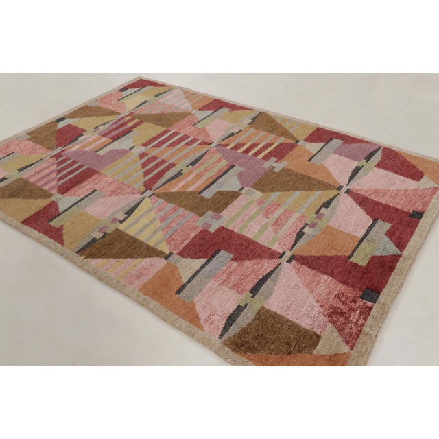 Mid-Century Modern Contemporary Scandinavian Style Geometric Wool Rug, by Rug & Kilim, India For Sale - Image 3 of 10