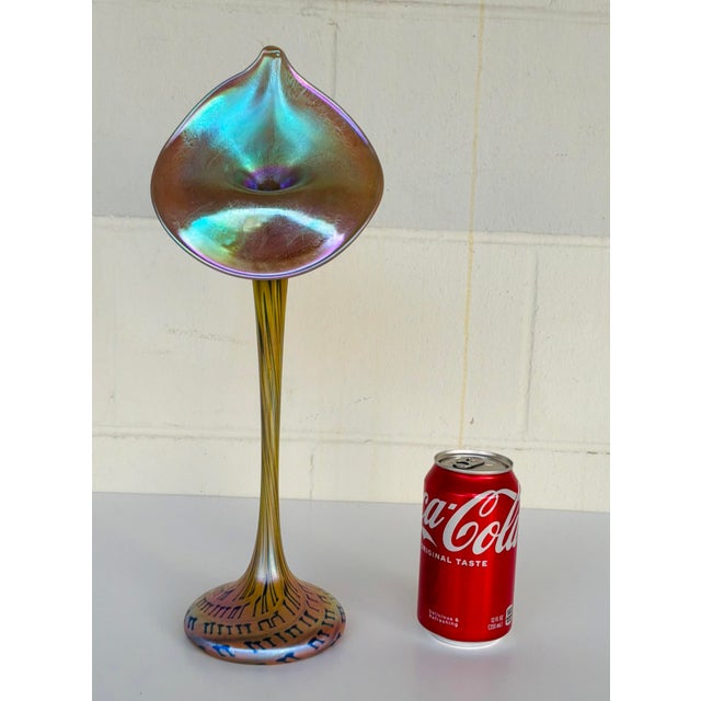 Vintage Modern Iridescent Jack in the Pulpit Art Glass Vase For Sale - Image 4 of 7