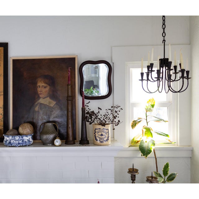 Mid-Century Modern Scandinavian Brutalist Blackened Iron Hanging Candelabra | Made in Sweden For Sale - Image 3 of 12