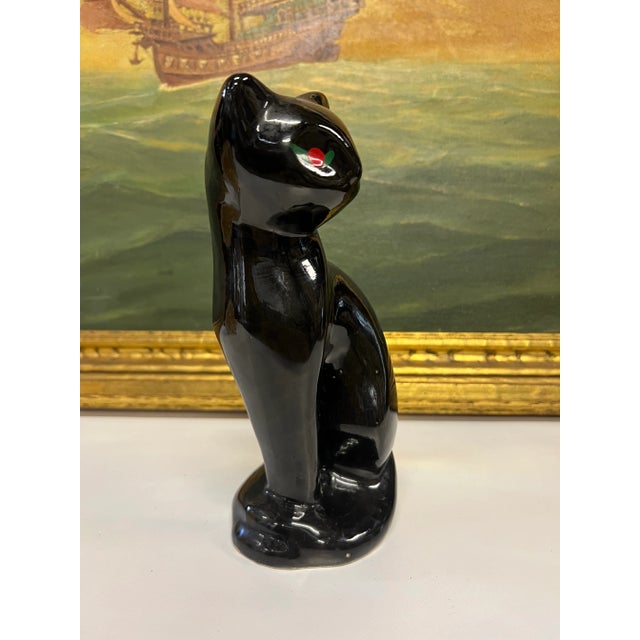 チーター？Deco Figurine Black Cat 90 Vintage Ceramic Black Cat Figurine: Green Eyes, 5.5 Inch