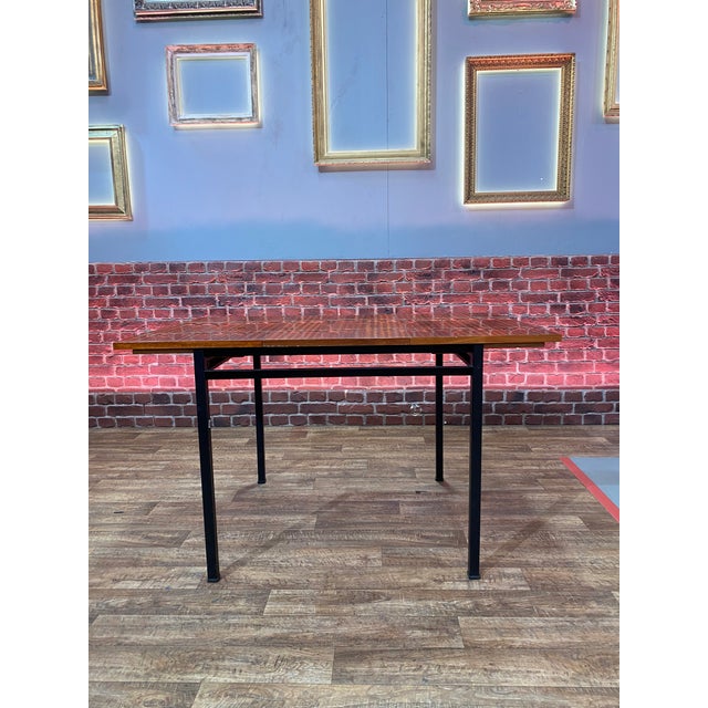 Metal Extendable Dining Table by Marcel Gascoin for Alveole, 1960 For Sale - Image 7 of 11