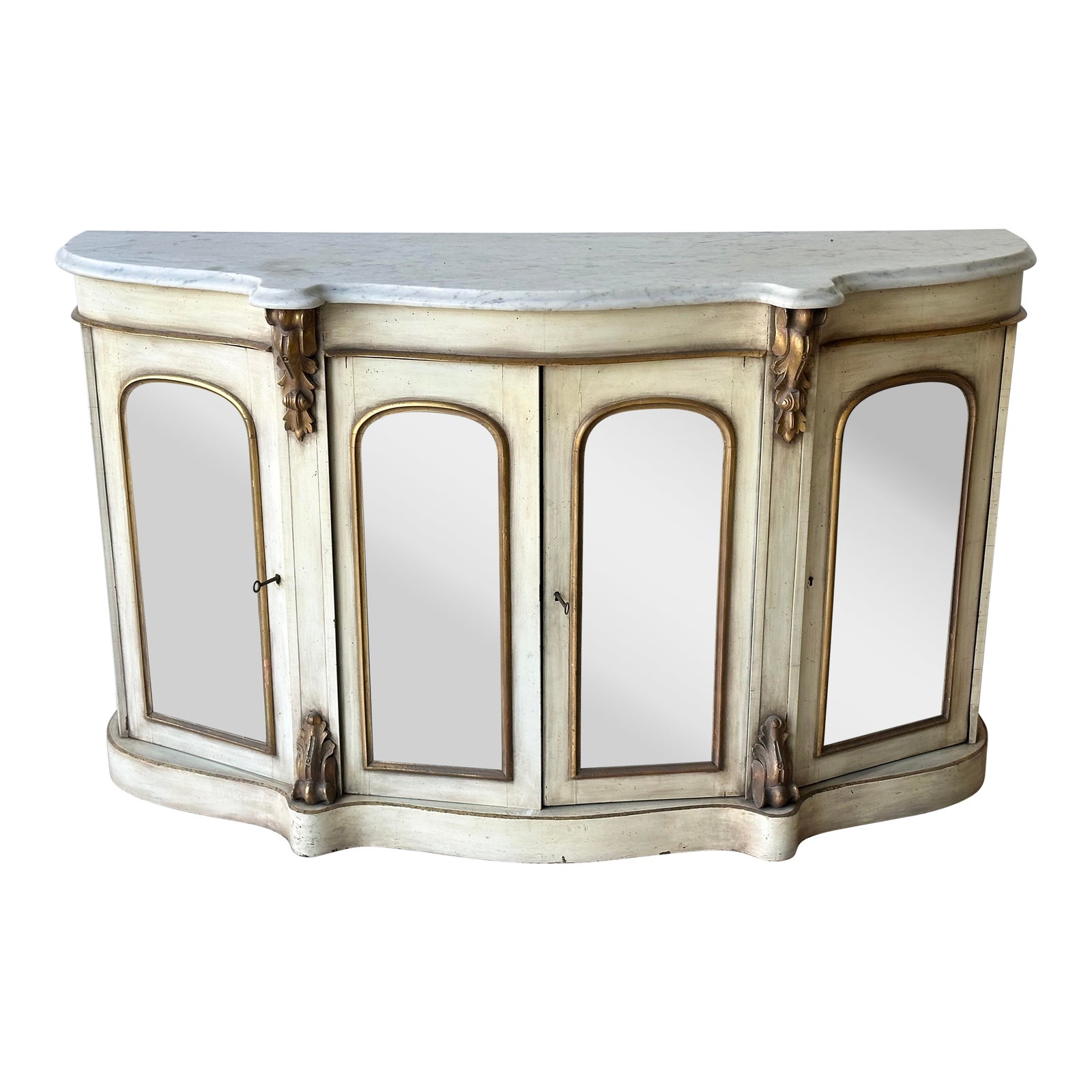 Antique Painted and Gilded Sideboard With Mirrored Doors Chairish