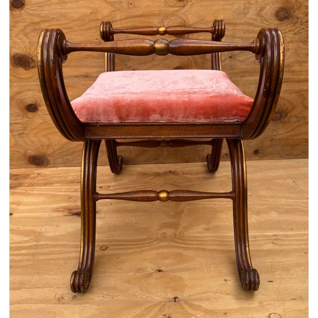 Late 20th Century Designer Galimberti Lino Regency Curule Bench For Sale - Image 9 of 12
