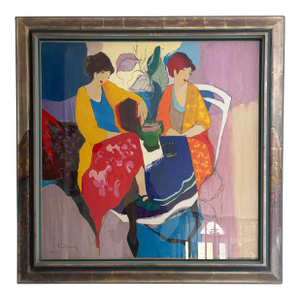 Itzchak Tarkay 1980s Monumental 48" Signed Limited Edition Serigraph – Modern Figurative Composition – Custom Framed