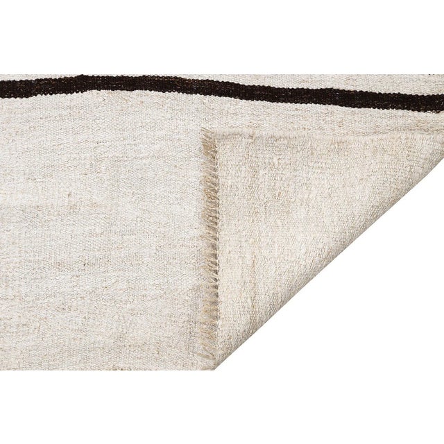 Mid 20th Century Mid 20th Century Mid 20th Century White & Black Vintage Hemp Rug For Sale - Image 5 of 7