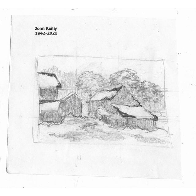 Landscape by Pennsylvania artist John Reilly (1942-2021). Estate stamp on the front.