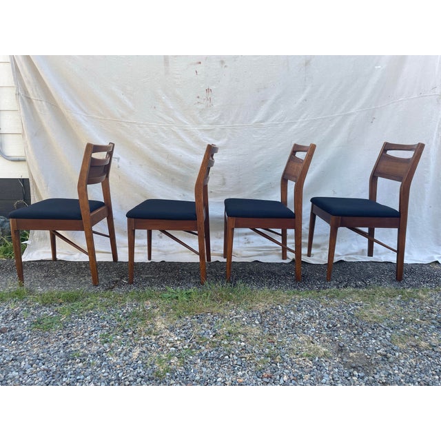 Wood Set of 4 Attributed to Merton Gershun for American of Martinsville "Accord" Walnut & Cane Dining Chairs For Sale - Image 7 of 11