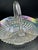 Transparent Large Iridescent Pressed‑Glass Centerpiece Basket With Handle For Sale - Image 8 of 9