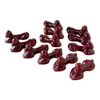 Red Poodle Ceramic Knife Holders, 1960s, Set of 12 For Sale