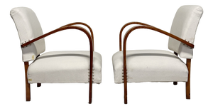 Art Deco Italian Armchairs in Curved Wood, 1930s, Set of 2