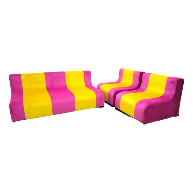 Living Room Set by Superstudio for Poltronova, 1966, Set of 3 For Sale