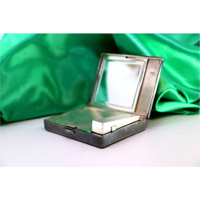 Silver Toiletry Box with Mirror, Lipstick Holder and Powder Container For Sale - Image 6 of 9