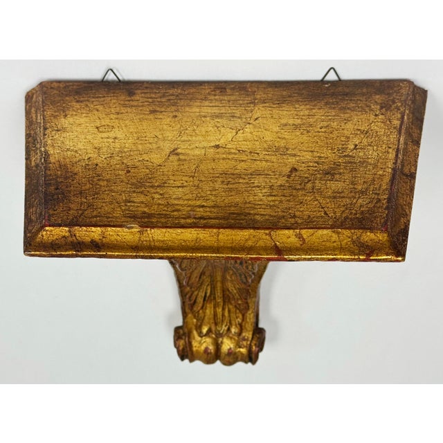 Mid 20th Century Vintage Gilt Wood Acanthus Leaf Scroll Wall Shelf For Sale - Image 5 of 7