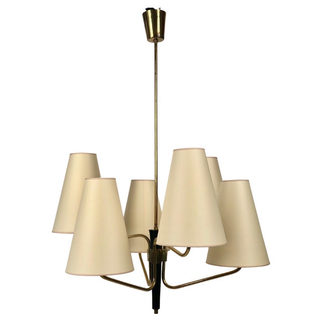 Mid-Century Austrian Pendant Lamp in Brass with Silk Shades from Rupert Nikoll, 1965 For Sale - Image 15 of 15