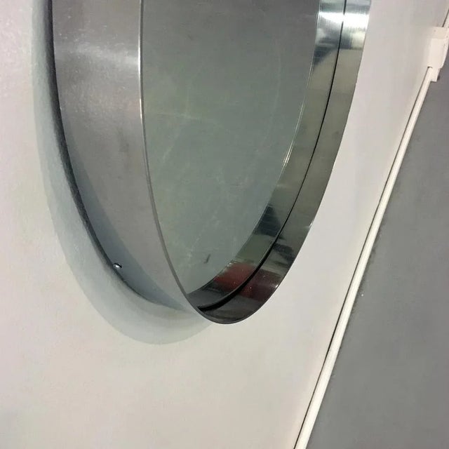 Mid-Century Italian Modern Steel Circular Mirror, 1970s For Sale - Image 6 of 8