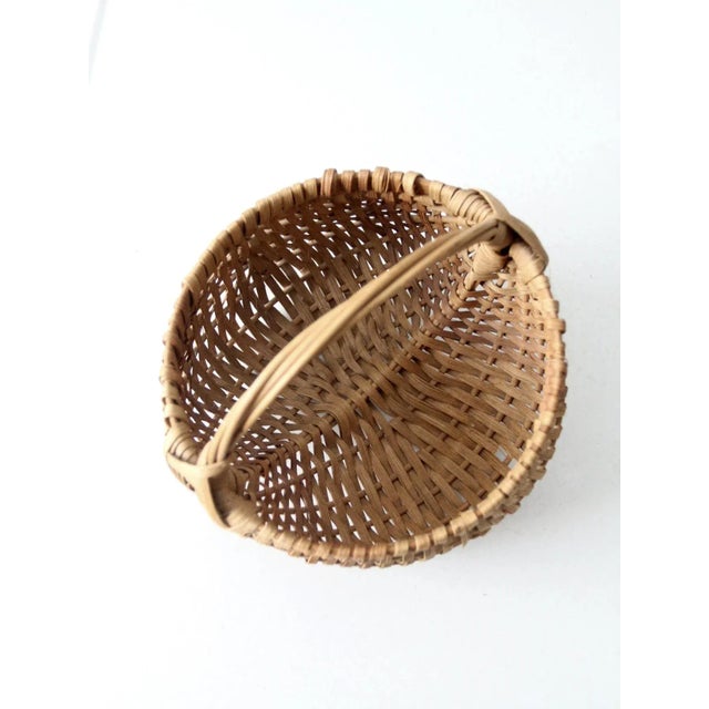 Wood VIntage Wicker Buttocks Basket For Sale - Image 7 of 8