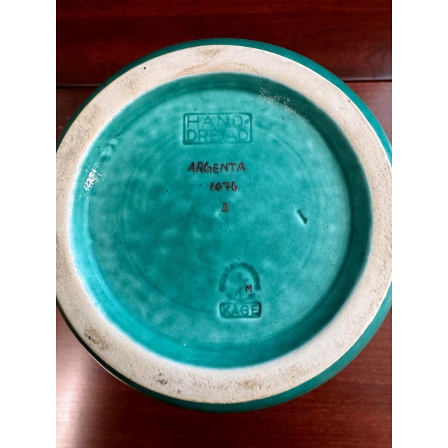 Green Swedish Gustavsberg Argenta Stoneware Vase With Silver Mermaid by Wilhelm Kåge For Sale - Image 8 of 8