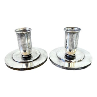 Mid Century George Jensen Sterling Silver Candlesticks (Pair) For Sale