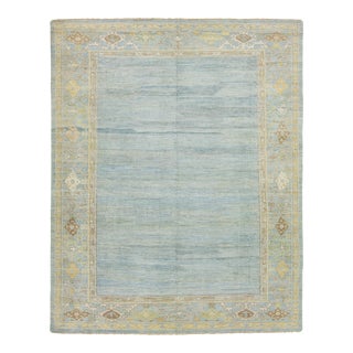 12 X 15 Apadana's Modern Sultanabad Blue Designed Wool Rug For Sale