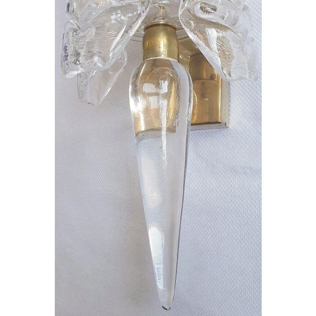 1970s Clear Murano Glass Mid Century Modern Sconces - A Pair For Sale - Image 9 of 12