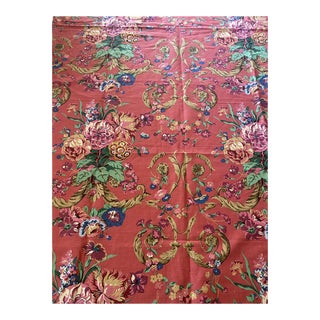 3 Yards Schumacher Screen Print on Linen “Beaufort Gardens” For Sale