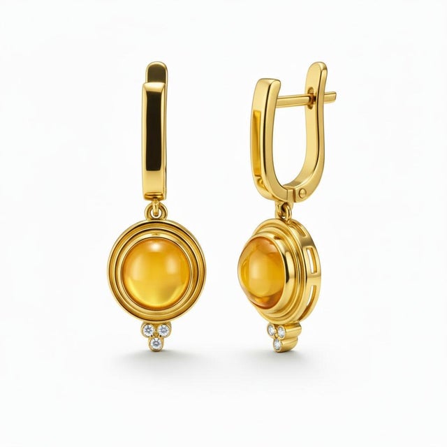 Vintage Inspired Citrine and Colorless Topaz Drop Earrings Silver, Gold, A Pair For Sale - Image 4 of 7