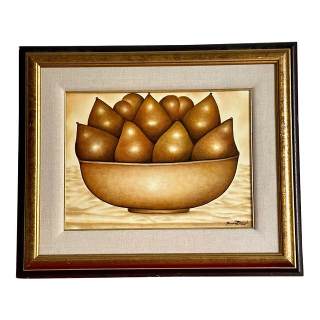 Minerva Brizuela Still Life Painting 2000 Bowl of Pears Contemporary Cuban Art For Sale