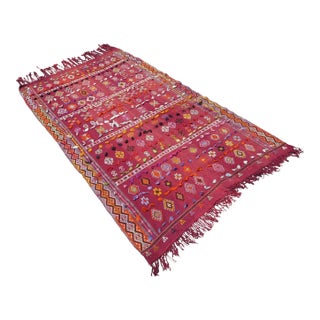 1960s Vintage Red Kilim Rug - 61"x112" For Sale