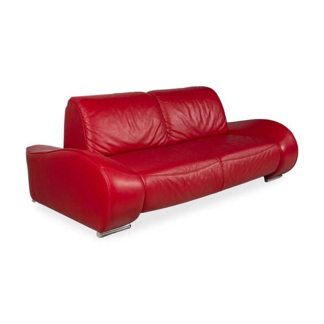 Two-Seater Sofa and Ottoman in Leather from Musterring, Set of 2 For Sale - Image 6 of 18