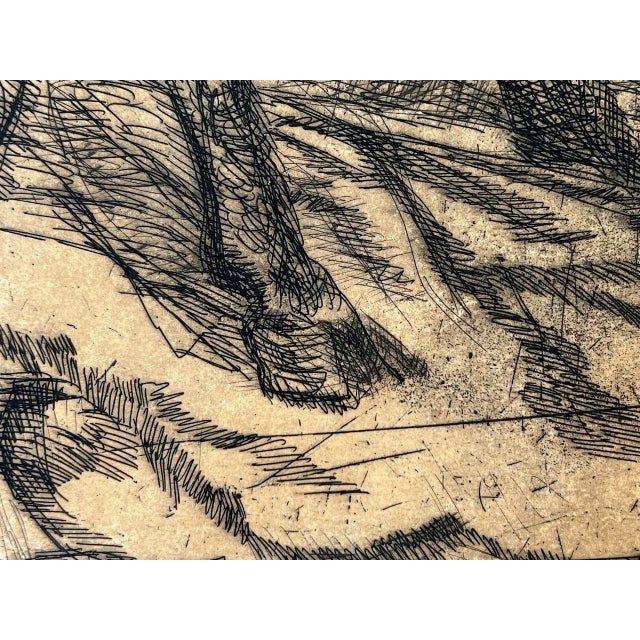 Black Midcentury Modern Matador and Bull Etching C.1950 For Sale - Image 8 of 9