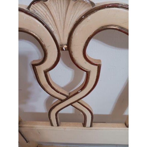 1940s Kindel Style Furniture Partial Gilt Antique White Mahogany King Size Headboard For Sale In Naples, FL - Image 6 of 6