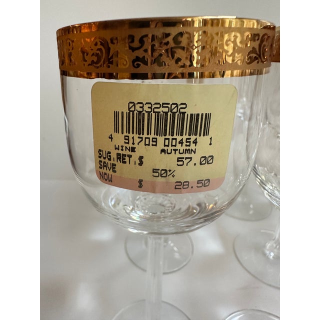 Vintage 1970s Lenox "Autumn" Pattern Set of Fifteen (15) Crystal Wine Glasses With Gold Band Encrusted 7.5" High - Set of 15 For Sale - Image 16 of 17