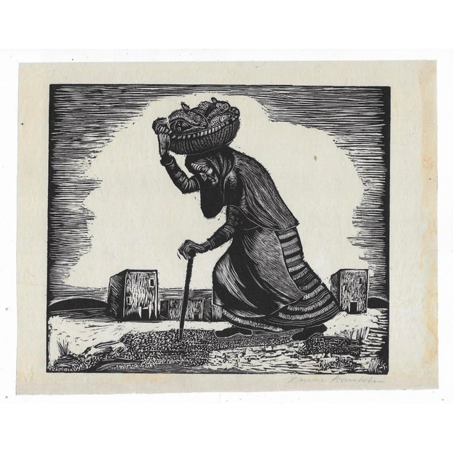 1950s woodcut signed Louis or Louise Amstein.