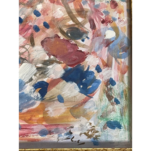 Original abstract acrylic on paper painting framed n an antique frame.