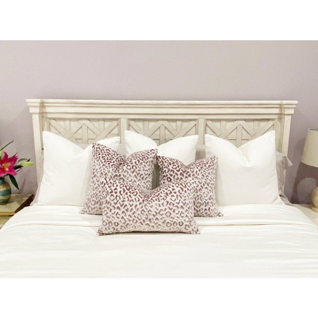 Not Yet Made - Made To Order Blush Leopard Print Velvet Throw Pillow With Feather Down Insert For Sale - Image 5 of 6