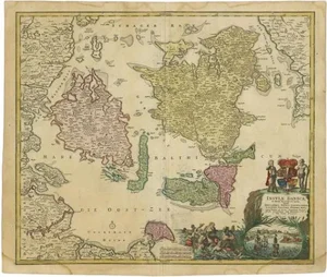 Antique Map of the Islands of Denmark by Homann Heirs, 1720