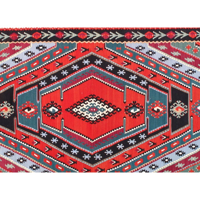 Turkish Kilim Handmade Hand-woven. Lamb's Wool on a Wool Foundation. Hand-Spun Wool Rug. Vegetable Dyed.
